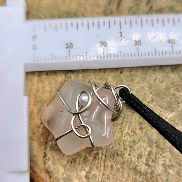 Nature Cherry Blossom Agate Star Wire Wrapped Pendant Necklace - Picture 6 of 10